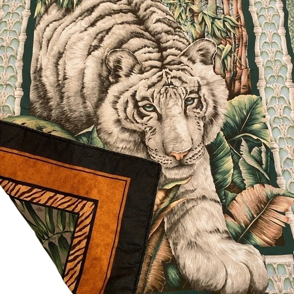 Fabric Quilted Tiger Wallhanging White Tiger on Back